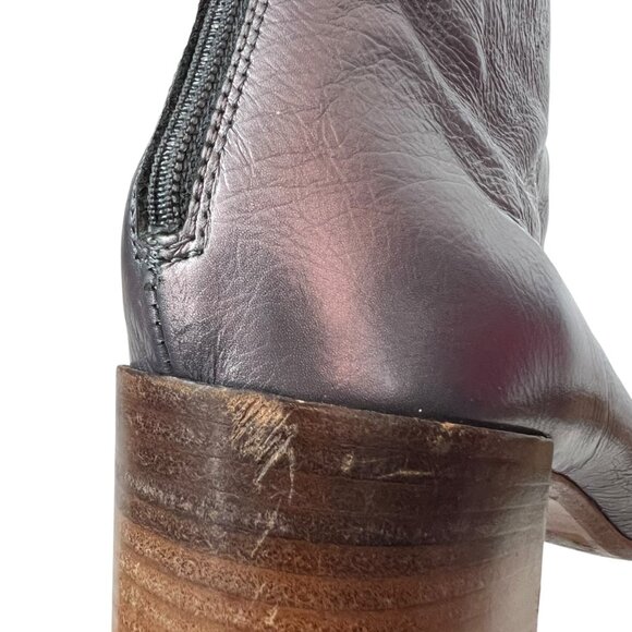 Alberto Fermani Solara crinkled leather booties metallic pewter boots size 9 39 - Picture 11 of 12